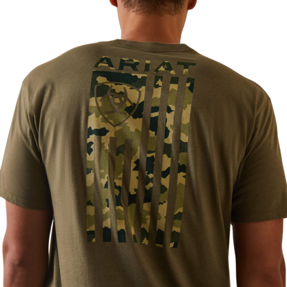 Ariat Men's Tonal Camo Flag Green Shirt