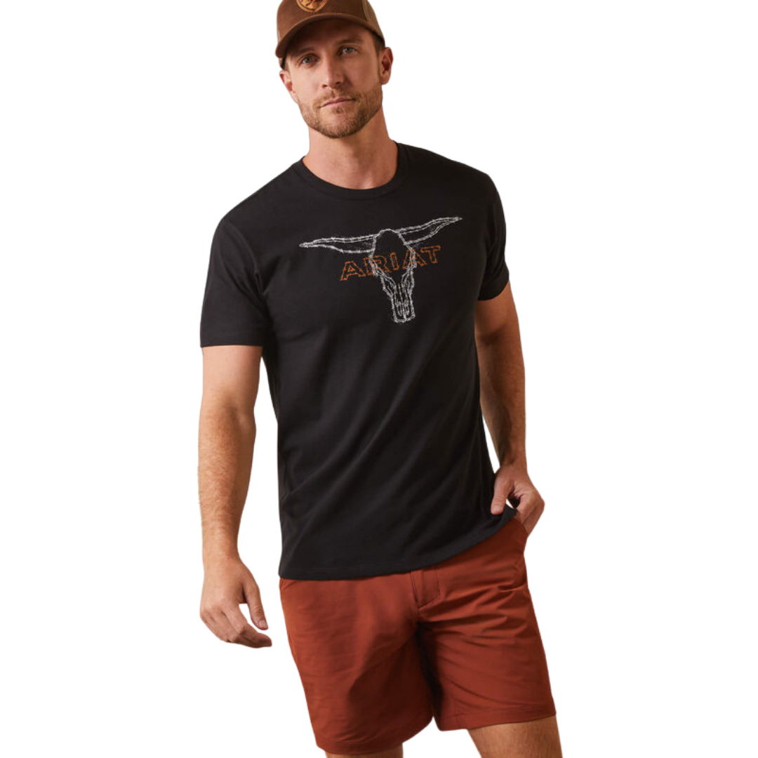 Ariat Men's Barbed Wire Steer Black Shirt