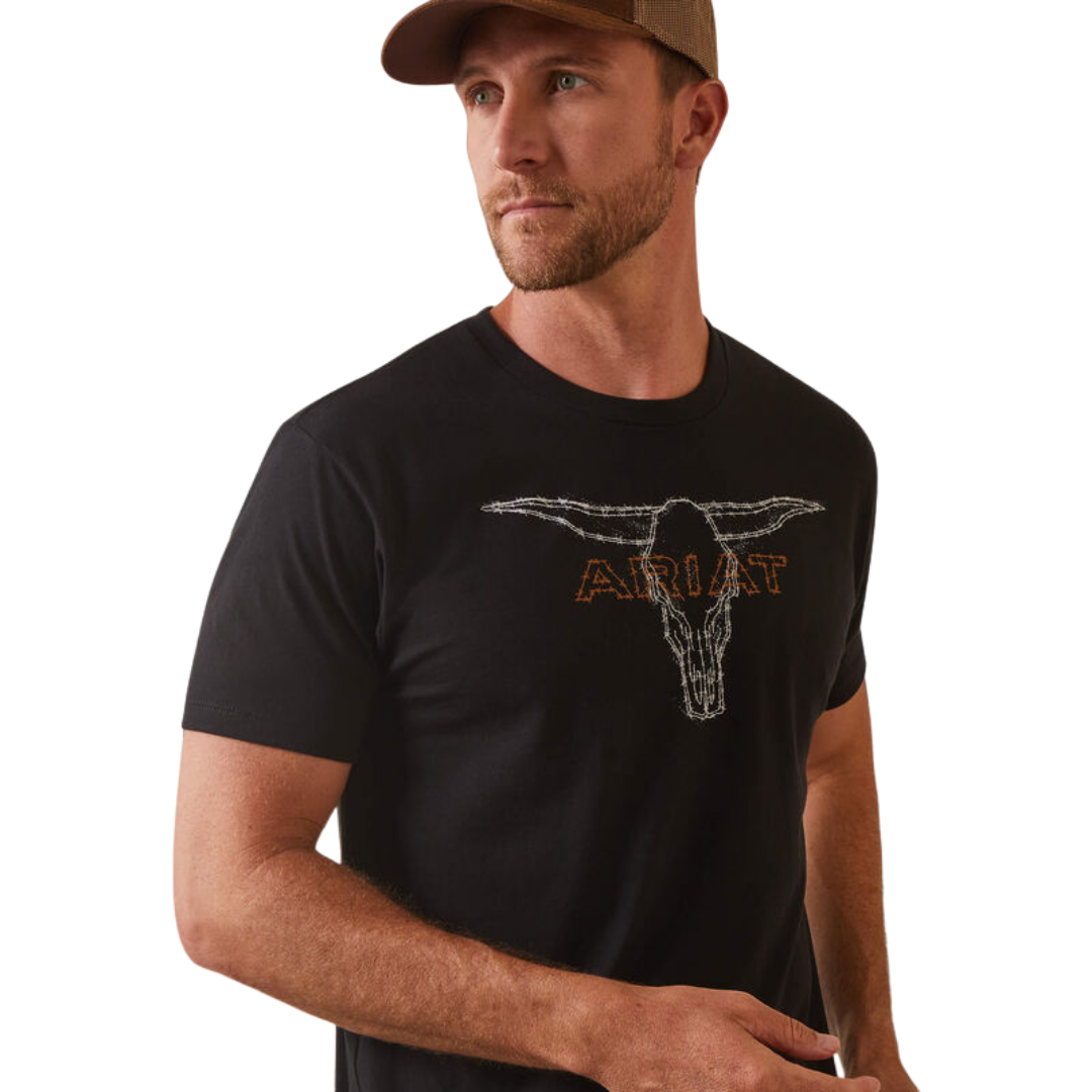 Ariat Men's Barbed Wire Steer Black Shirt