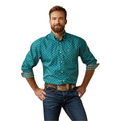 Ariat Men’s Casual Classic Fit Button Turquoise Shirt