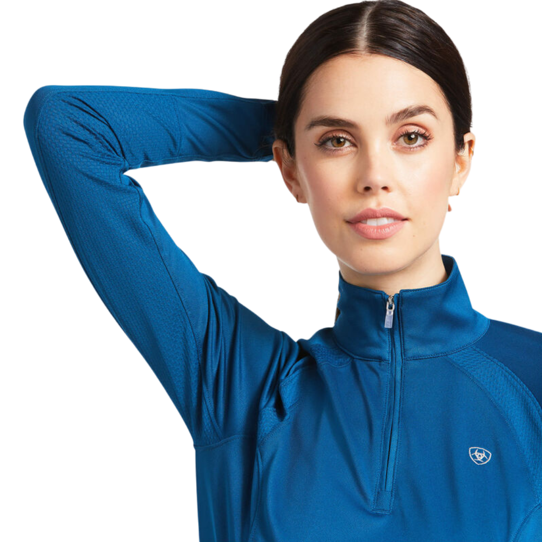 Ariat Women's Sunstopper 2.0 1/4 Zip Blue Shirts