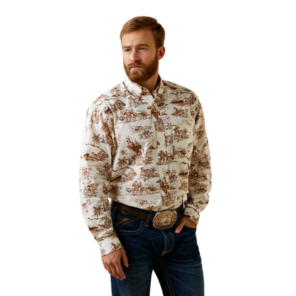 Ariat Men's Wrinkle Resist Paniolo Aloha Light Brown Shirt