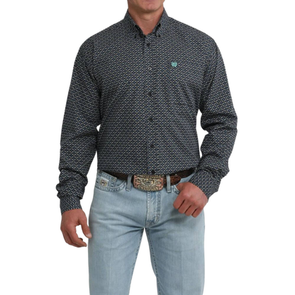 Cinch Men's Long Sleeve Print Black Shirt