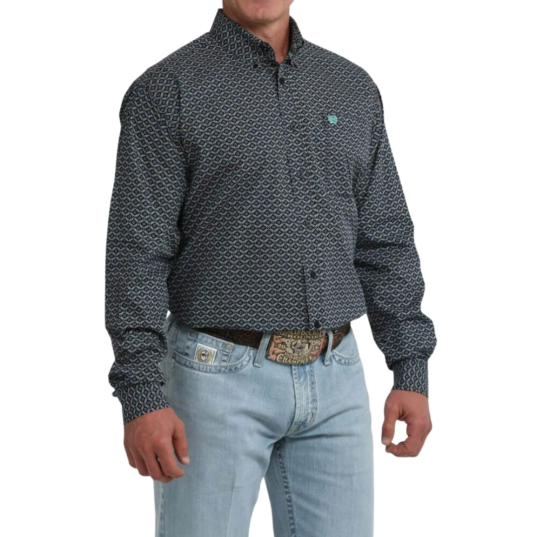 Cinch Men's Long Sleeve Print Black Shirt
