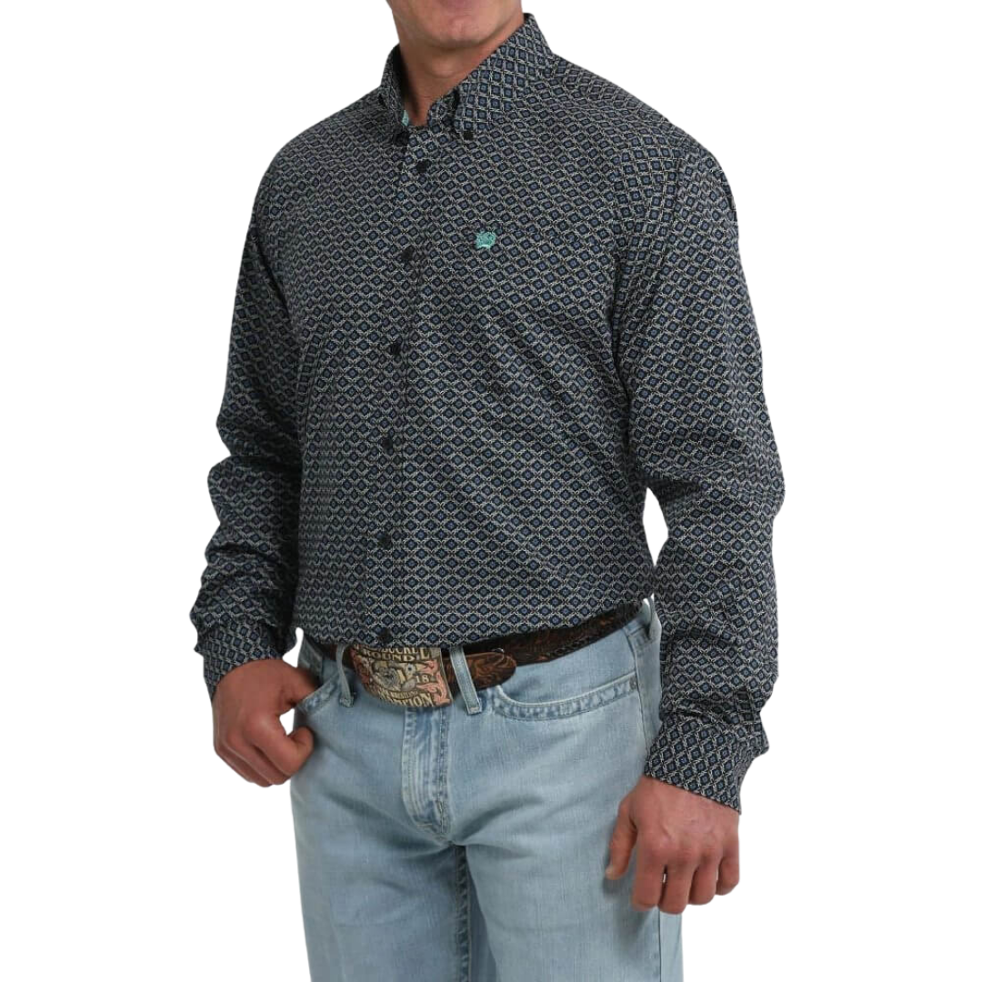 Cinch Men's Long Sleeve Print Black Shirt