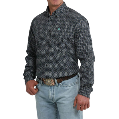 Cinch Men's Long Sleeve Print Black Shirt