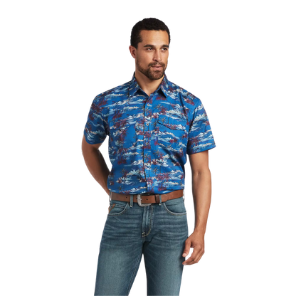 Ariat Men's Venttek Western Fitted Blue Shirt