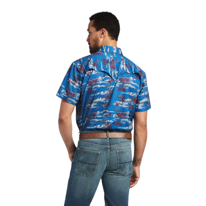 Ariat Men's Venttek Western Fitted Blue Shirt