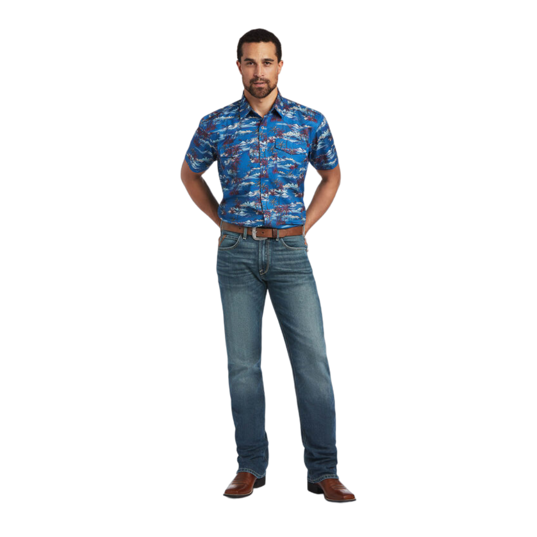 Ariat Men's Venttek Western Fitted Blue Shirt