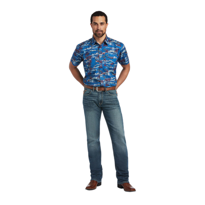 Ariat Men's Venttek Western Fitted Blue Shirt