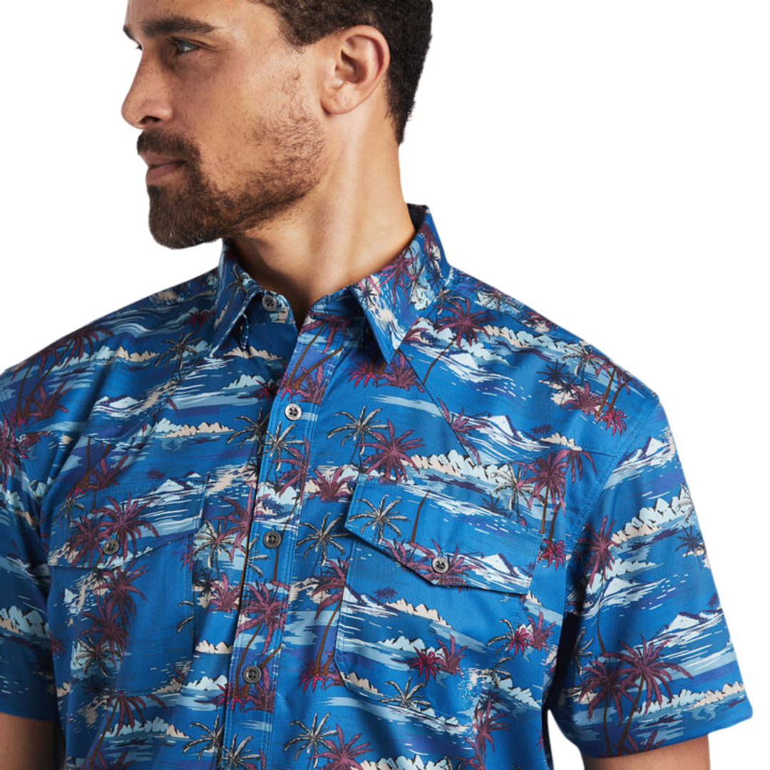 Ariat Men's Venttek Western Fitted Blue Shirt