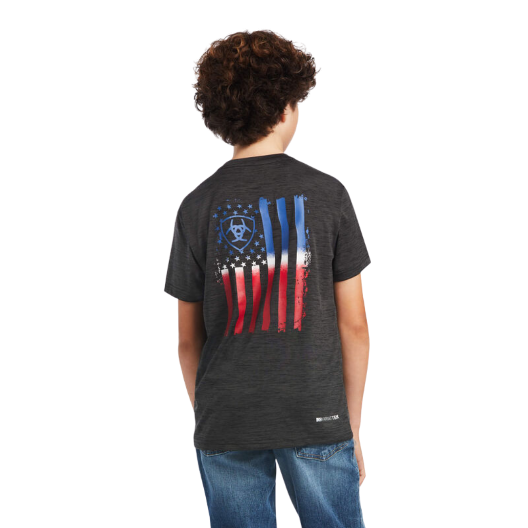 Ariat Youth Boy's Charger Patriotic Grey Shirt