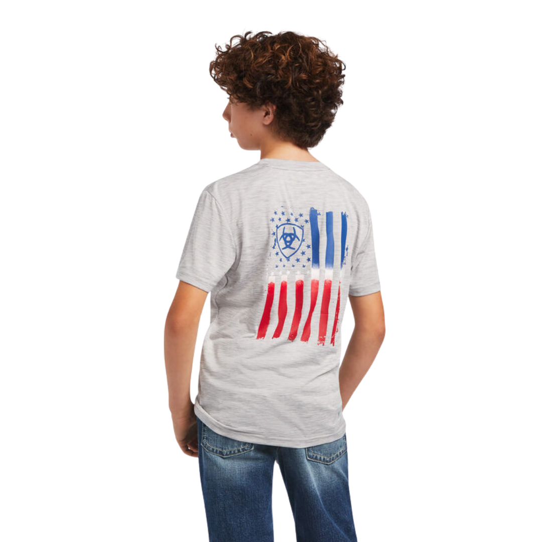 Ariat Youth Boy's Charger Patriotic Grey Shirt