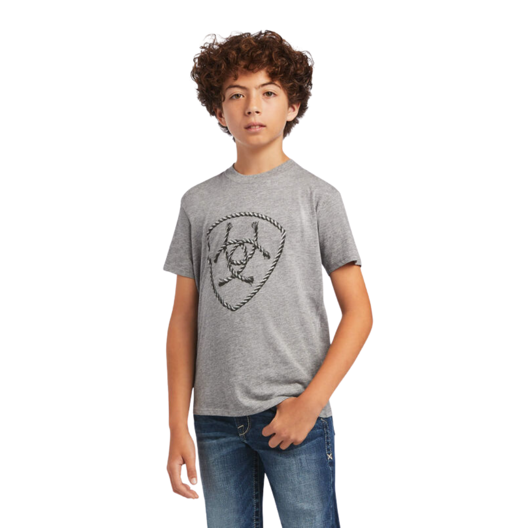 Ariat Youth Boy's Rope Shield Grey Shirt