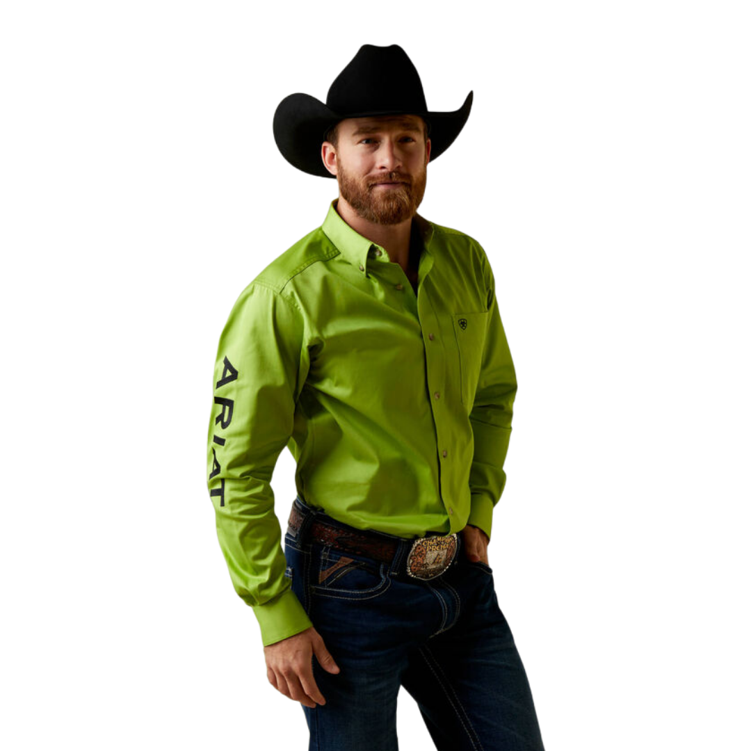 Ariat Men's Team Logo Twill Green Shirt