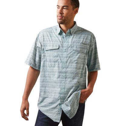 Ariat Men's Venttek Sea with Stripe Green Shirt
