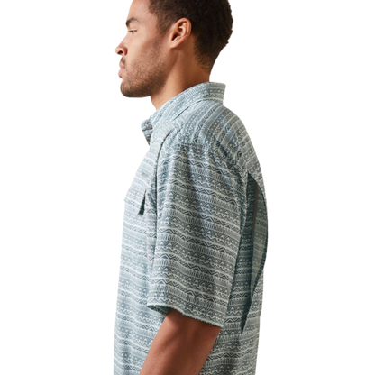 Ariat Men's Venttek Sea with Stripe Green Shirt