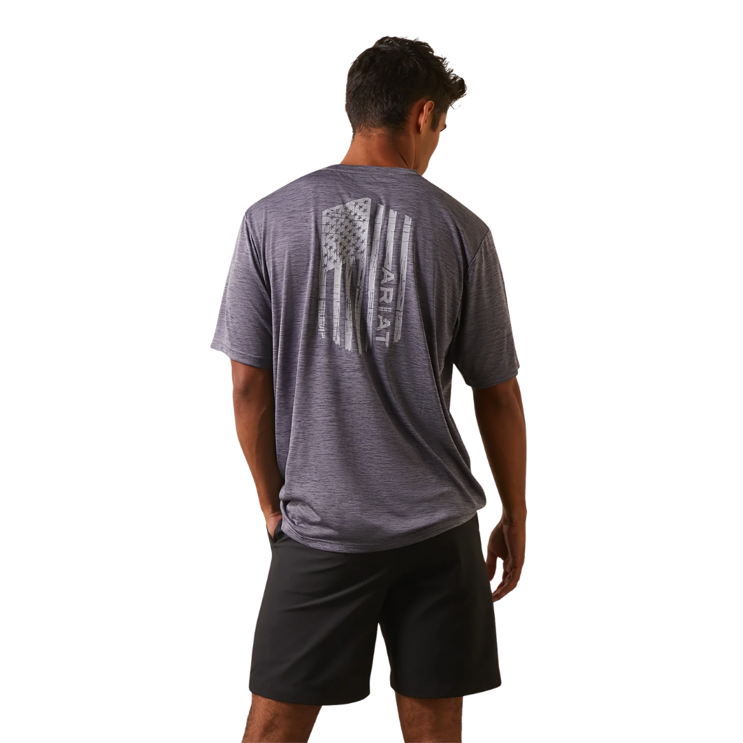 Ariat Men's Charger Vertical Flag Graystone Grey Shirt