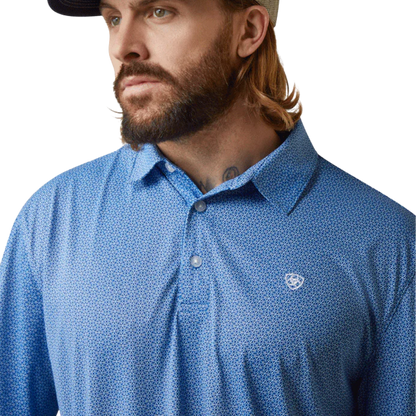Ariat Men's Allover Cobalt Blue Polo Shirt