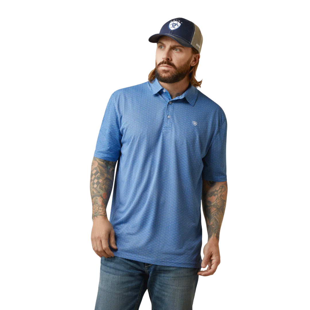 Ariat Men's Allover Cobalt Blue Polo Shirt