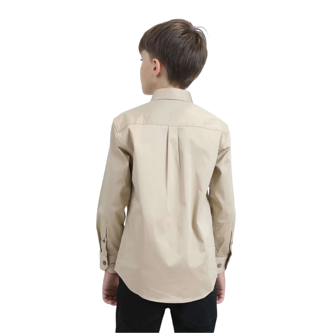 Platini Youth Boy's Pocket Logo Dress Beige Shirt