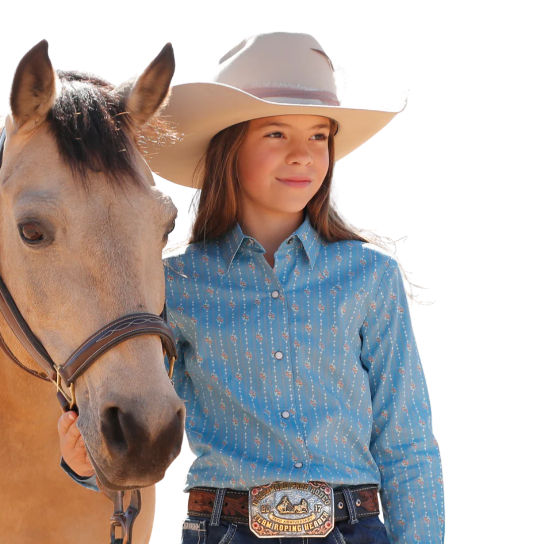 Cruel Youth Girl's Floral Print Light Blue Shirt