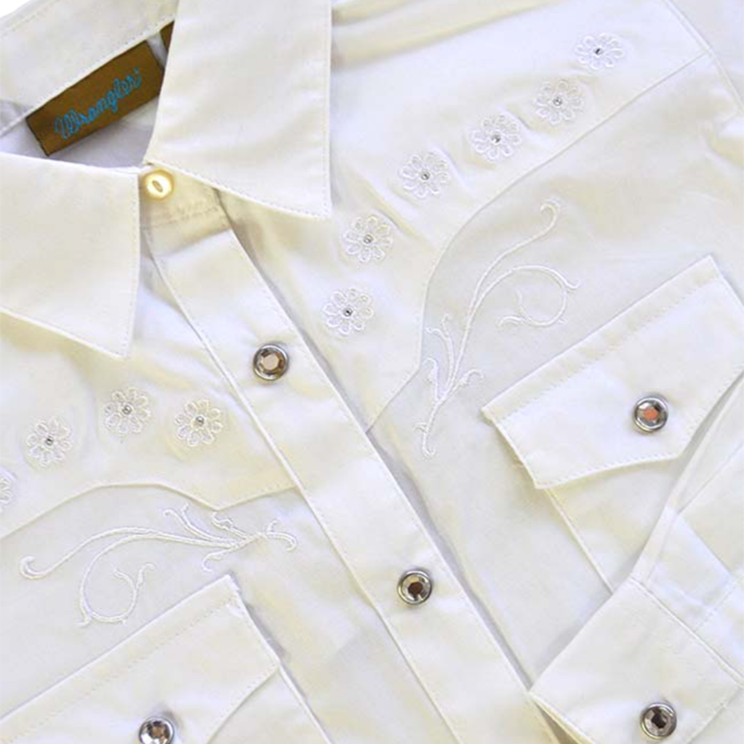 Wrangler Youth Girl's Rhinestone Western White Shirt