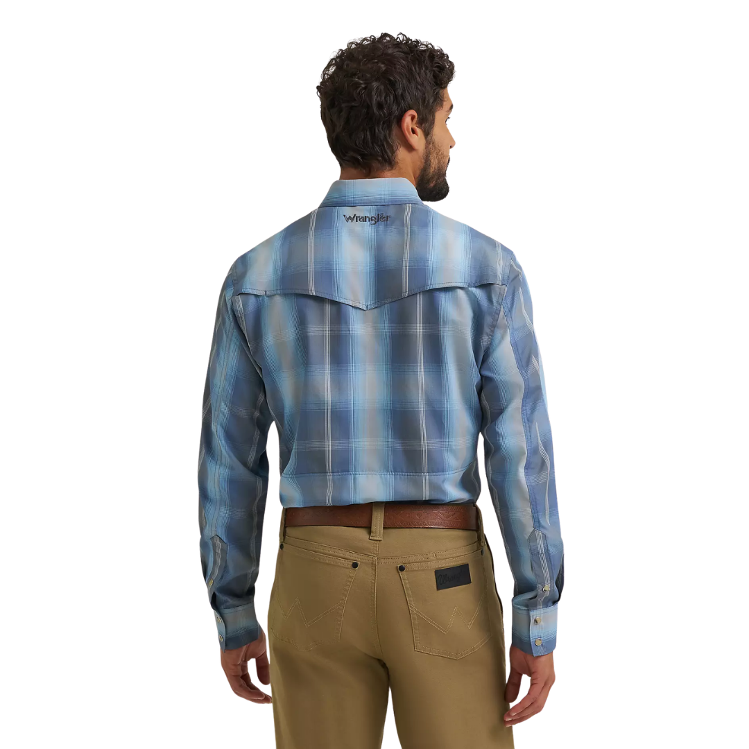 Wrangler Men's Atg-x Western Performance Indigo Shirt