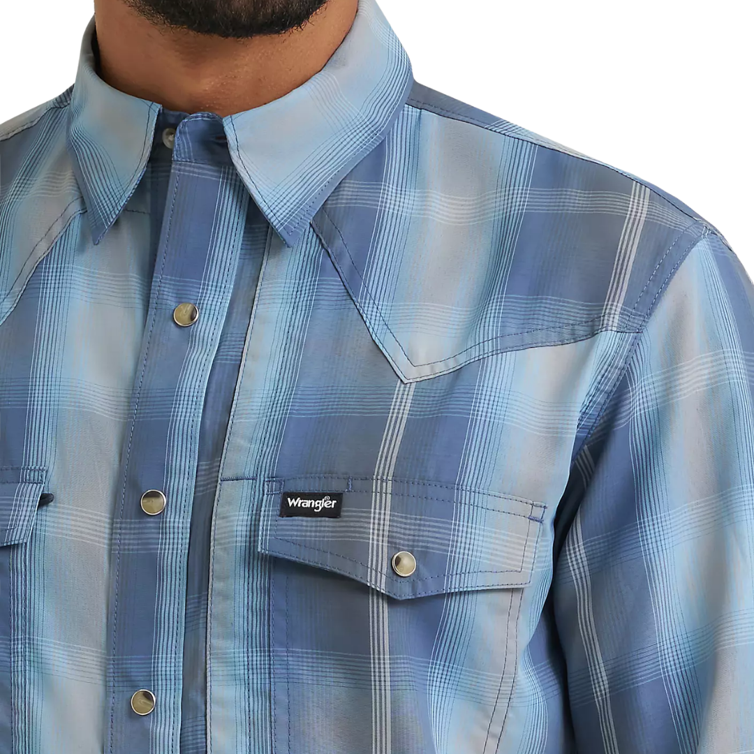 Wrangler Men's Atg-x Western Performance Indigo Shirt