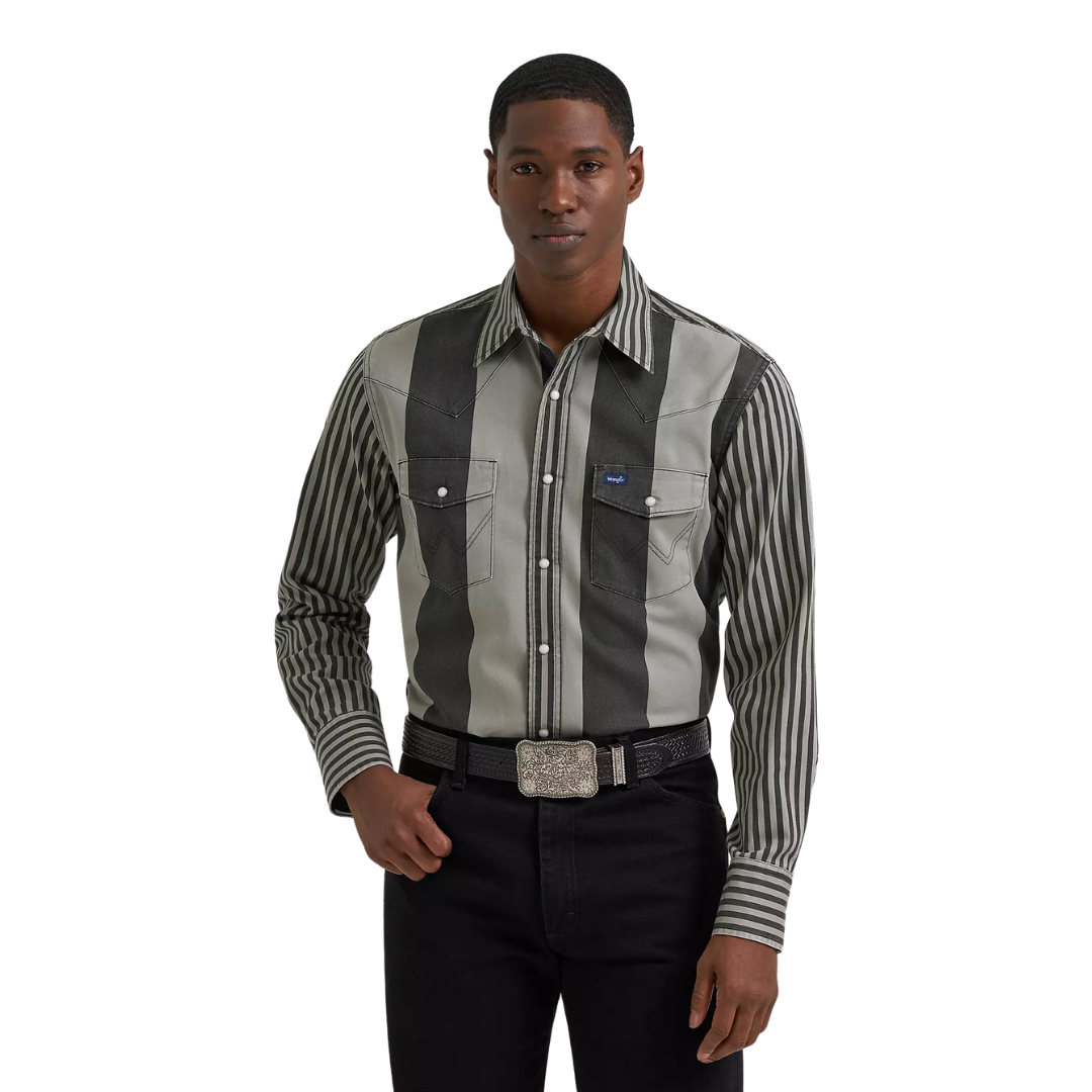Wrangler Men's Vintage Brushpopper Black Shirt