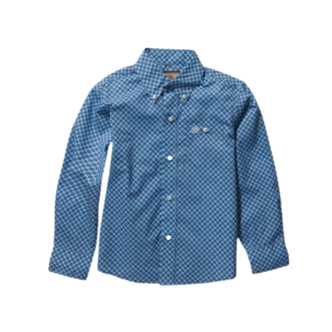 Wrangler Youth Boy's Geo Western Navy Shirt