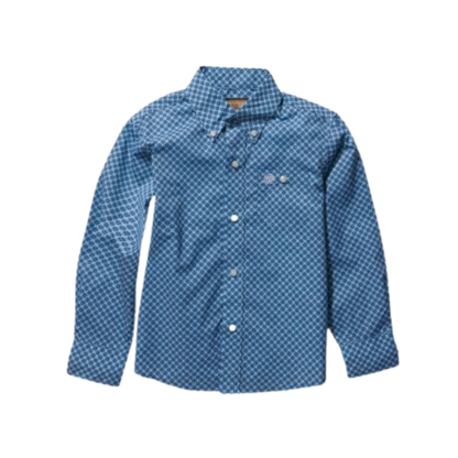 Wrangler Youth Boy's Geo Western Navy Shirt