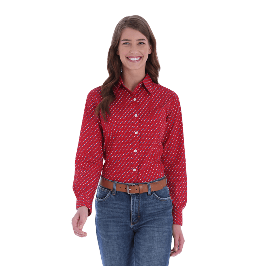 Wrangler Women's Red Western Button Down Shirt