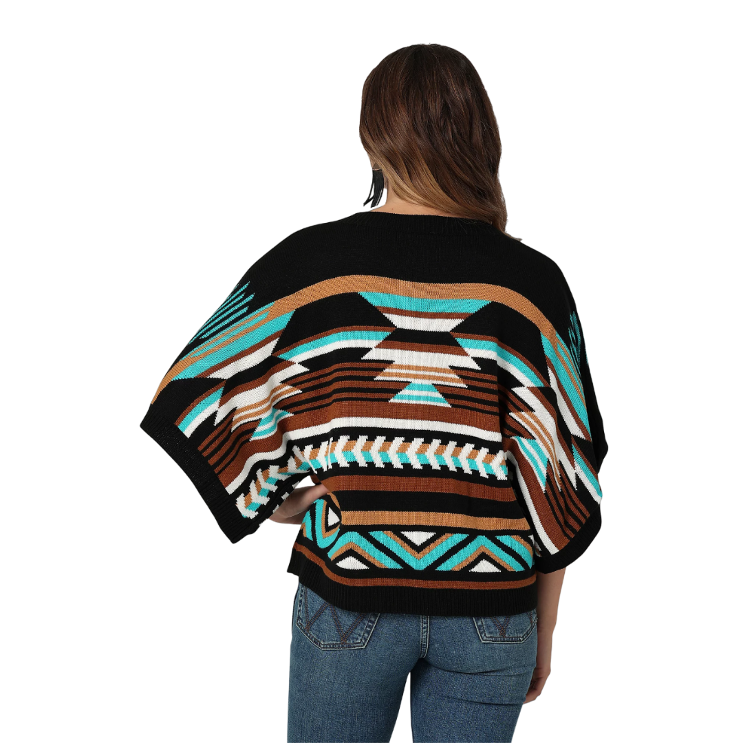 Wrangler Women's Black Beauty Boxy Poncho Sweater