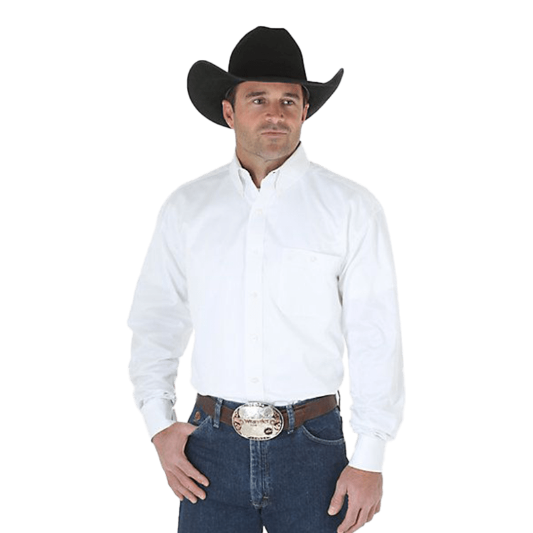 Wrangler Men's Western George Strait Solid White Shirt