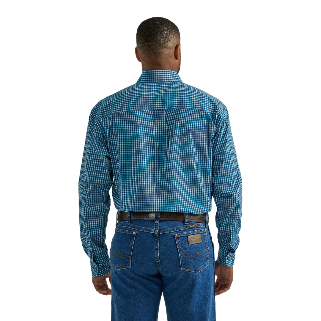 Wrangler Men's Turquoise George Strait Long Sleeve Two Pocket Shirt