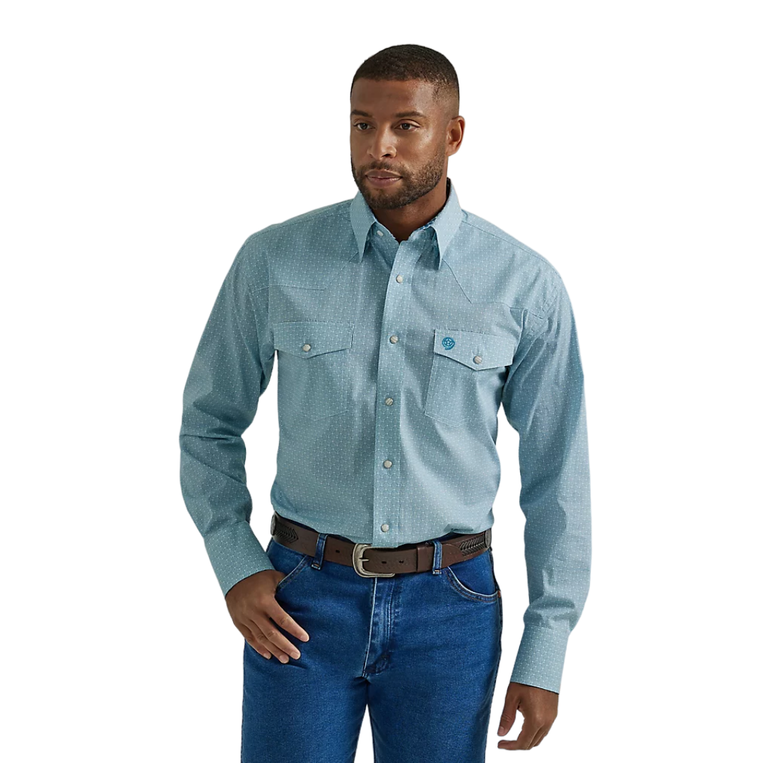 Wrangler Men's Turquoise Chain George Strait Shirt