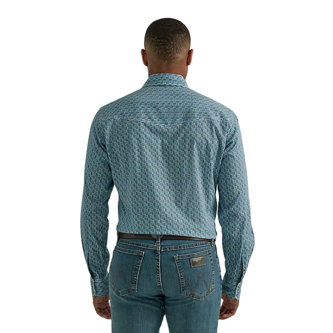Wrangler Men's Teal Crosshatch 20x Competition Snap Shirt