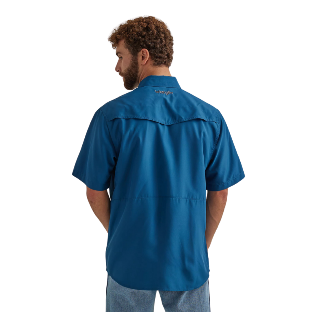 Wrangler Men's Performance Snap Short Sleeve Blue Shirt