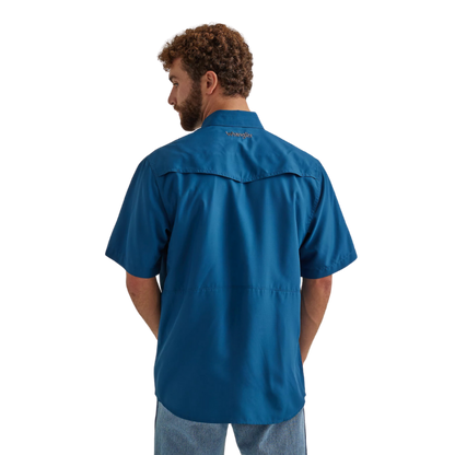 Wrangler Men's Performance Snap Short Sleeve Blue Shirt