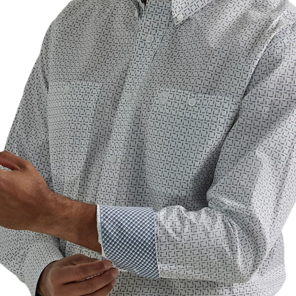 Wrangler Men's Navy Hatch George Strait Shirt
