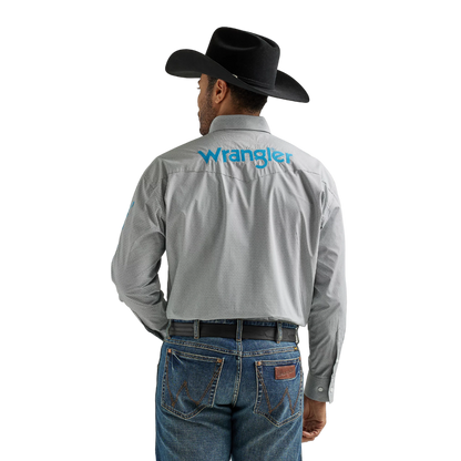Wrangler Men's Logo Long Sleeve In Smoky Gray Shirt