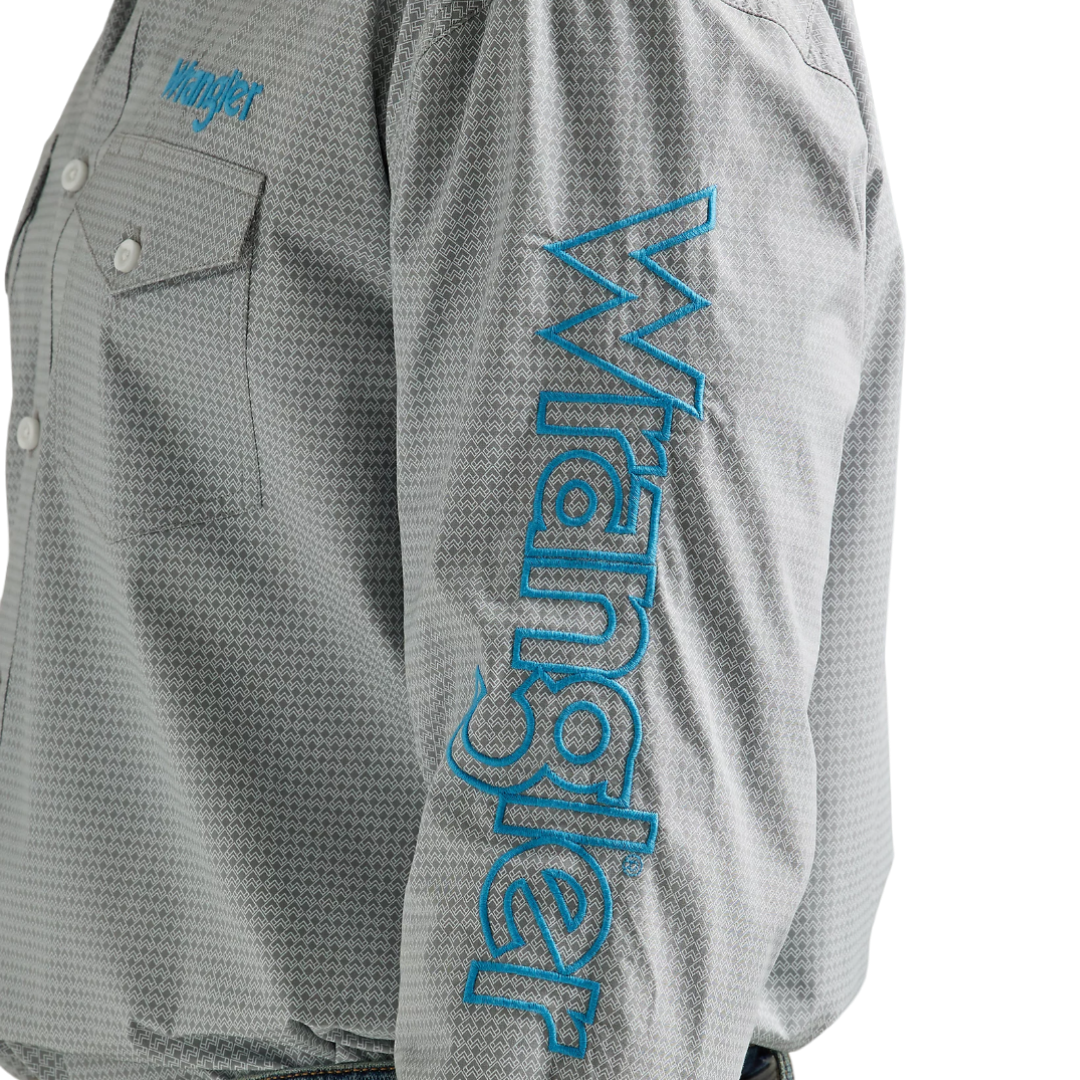 Wrangler Men's Logo Long Sleeve In Smoky Gray Shirt