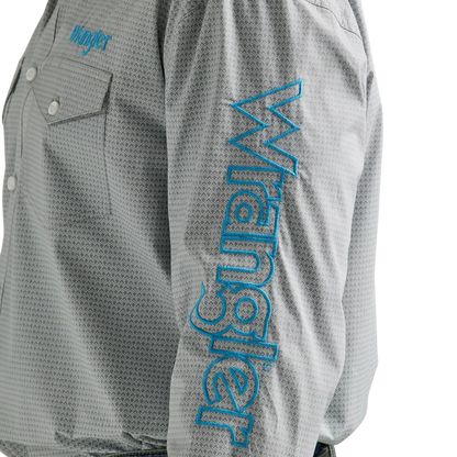 Wrangler Men's Logo Long Sleeve In Smoky Gray Shirt