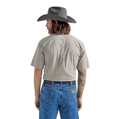 Wrangler Men's George Strait Plaid In Olive Red Shirt