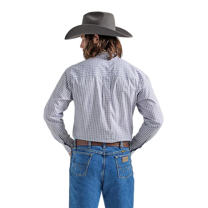 Wrangler Men's George Strait One Pocket Plaid In Lilac Shirt