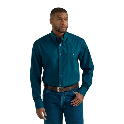 Wrangler Men's George Strait Button Down Teal Shirt