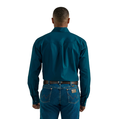 Wrangler Men's George Strait Button Down Teal Shirt