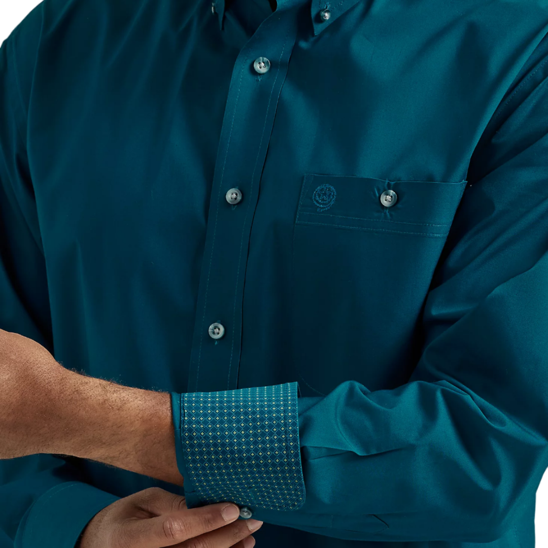 Wrangler Men's George Strait Button Down Teal Shirt