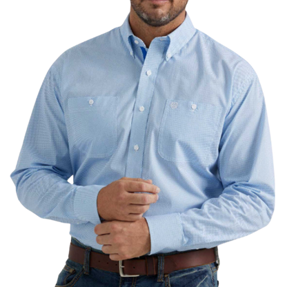 Wrangler Men's George Strait Button Down Blue Shirt